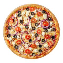 Greek pizza isolated on transparent background