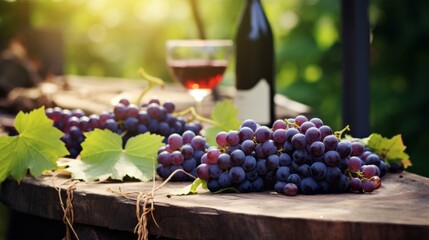 Fresh grape on wooden table nature gourmet wine celebration