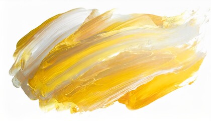 yellow acrylic stain element on white background with brush and paint texture hand drawn acrylic brush strokes abstract fluid liquid ink pattern