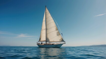 A majestic sailing yacht enjoys a sunny adventure on the sea, evoking feelings of adventure and travel