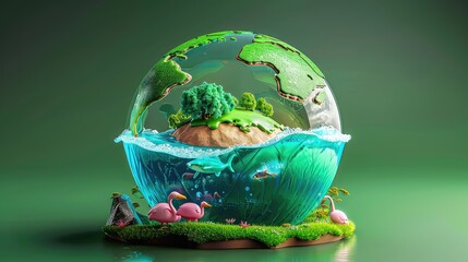 World environment and Earth Day concept with globe, nature and eco-friendly environment,earth day 2024, mother earth day, earth, international day of mother earth - obrazy, fototapety, plakaty