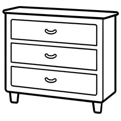 dresser with three  drawer isolated on white background -Vector illustration