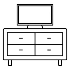 pkkicture illustration of tv on a dresser drawer- vector illustration