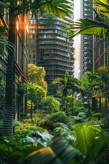 Fototapeta na wymiar Smart city with AI managed green spaces