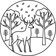 Deer in forest -vector illustration