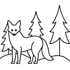 wolf in forest -Vector illustration