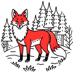 wolf in forest -Vector illustration