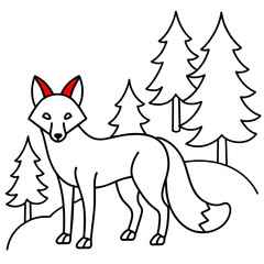wolf in forest -Vector illustration