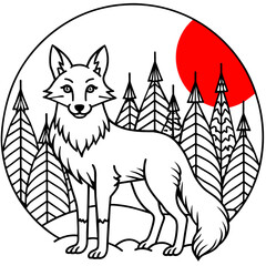 wolf in forest -Vector illustration