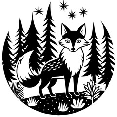 wolf in forest -Vector illustration
