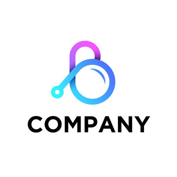 Bubble blue and purple gradient modern tech letter B logo