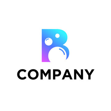 Bubble blue and purple gradient modern tech letter B logo