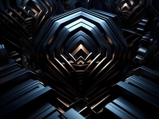 Captivating Geometric Labyrinth of Interconnected Dark Pathways Showcasing Futuristic Digital Complexity