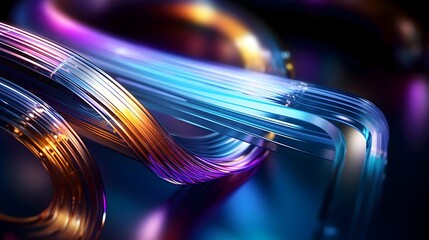 Flowing Streams of Futuristic Fiber Optic Cables Transferring Data in a Highly Detailed Abstract Tech Background