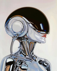 Metallic Marvel: Full Body Shot of Female Robot 