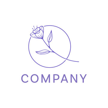 Flower minimal purple line logo
