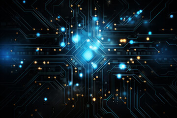 Obraz premium A close-up view of a circuit board with surface-mounted electronic components. The board is well-lit and the colors are vibrant.