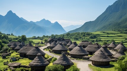 An ancient village of cone-shaped thatched houses 