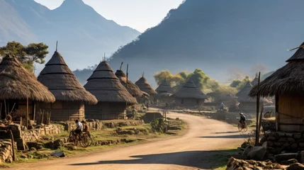 Fotobehang An ancient village of cone-shaped thatched houses  © JH45