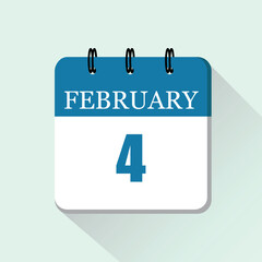 4 February Vector flat daily calendar icon. Date and month.