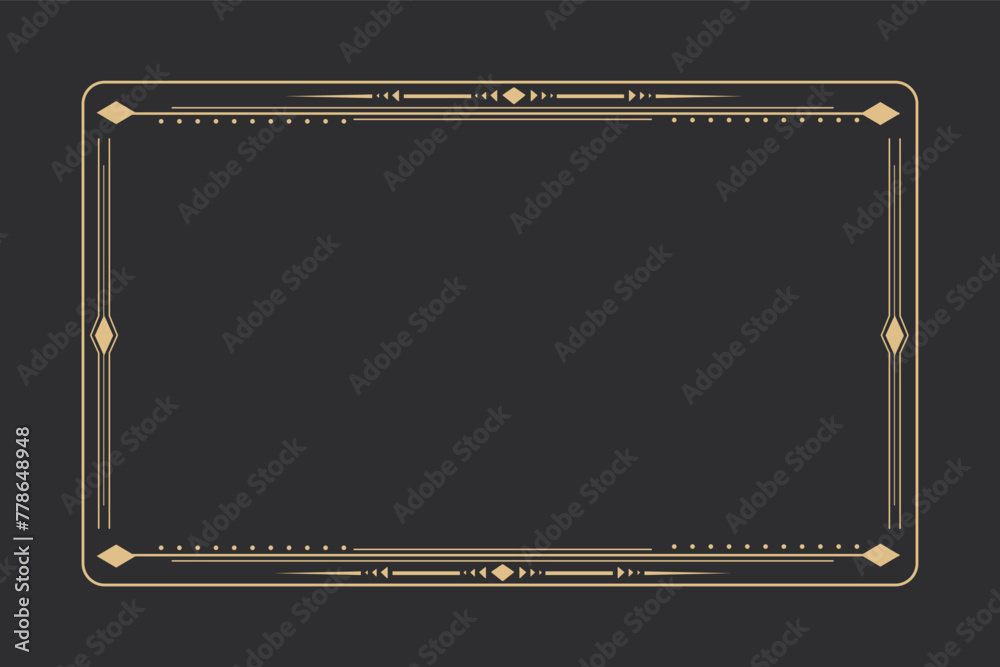 Canvas Prints line golden frame, celestiam minimal esoteric border, mystyc linear decoration with dots, corners is