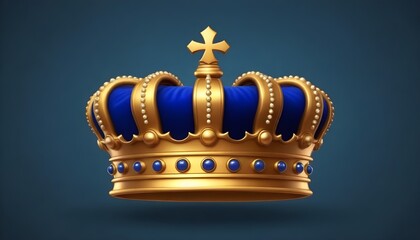 3D Vector Gold royal king crown. Realistic creative conceptual symbol of imperial power. Luxury, wealth and power. Mobile Template Social network. Vector illustration - obrazy, fototapety, plakaty