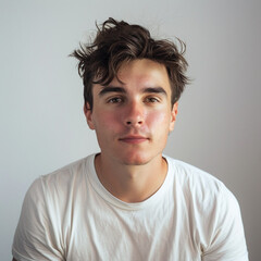 Fototapeta premium photograph of a cool young man in a white regular fit t-shirt