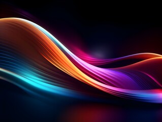 Vibrant Spectrum of Luminous Neon Rays and Glowing Digital Curves in a Futuristic Abstract Background