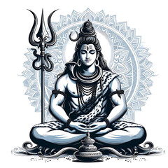 Hindu God Shiva statue in meditation. Generative AI..