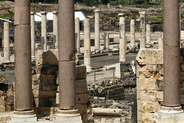 05 06 2022 Haifa Israel. In the Beit She'an National Park, after the earthquake, the ruins of an ancient Roman city were preserved.