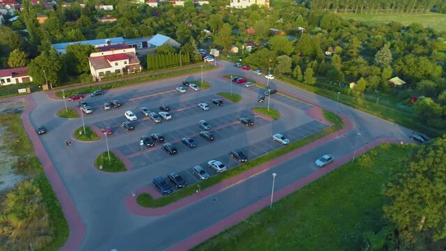 Large Parking Lot Biala Podlaska Aerial View Poland