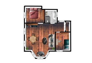 House Floor Plan sketch. 3D design of home space Floorplan	