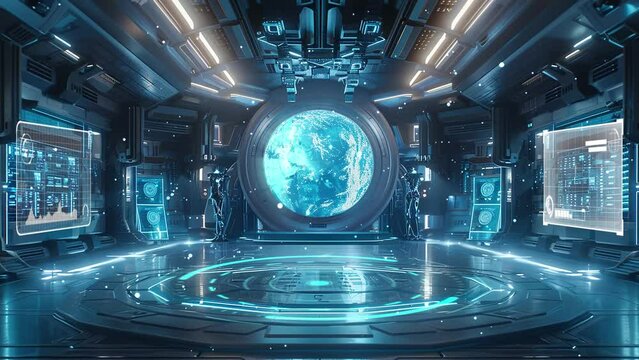 galactic ballroom aboard a futuristic starship. seamless looping overlay 4k virtual video animation background