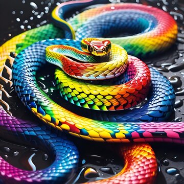 illustration of rainbow snake in graffiti style