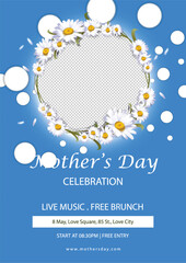Mothers Day Flyer Layout with Illustrative Flowers