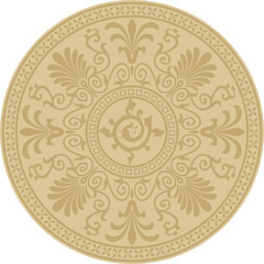 Classic Greek golden round ornament. Vector pattern, circle of ancient Hellenes. European border - ring.