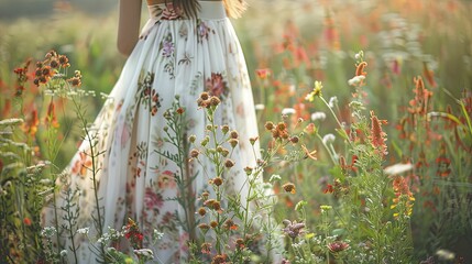 Naklejka premium Garden Parties and Floral Dresses, The Elegance of Summer