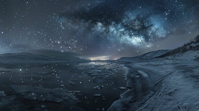 Orion's Belt and Icy Lakes, The Connection of Winter Sky and Earth.