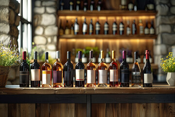 Elegant wine tasting event featuring assorted bottles