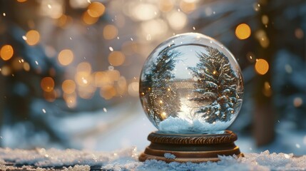 Discovering cherished winter moments through snow globes, capturing the essence of the season's magic and nostalgia. - obrazy, fototapety, plakaty