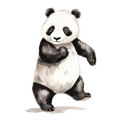 AI-generated watercolor cute panda dancing clip art illustration. Isolated elements on a white background.