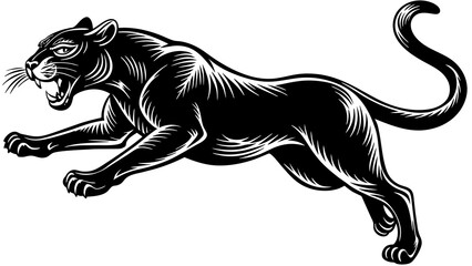 wild-panther-jump--black-white-illustration