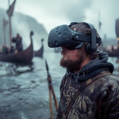 Virtual reality exploration of lost Viking settlements - obrazy, fototapety, plakaty