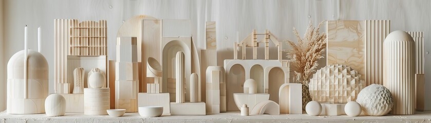 A series of home decor item packaging that draws inspiration from various architectural styles - obrazy, fototapety, plakaty