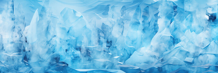 Obraz premium A mesmerizing painting showcasing the beauty of a vast blue ice cave, with intricate icy formations and a serene, frozen atmosphere