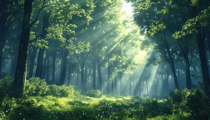 Forest backgrounds offer a sense of adventure and natural beauty. They can depict dense woodland scenes, sunlight filtering through foliage, towering trees