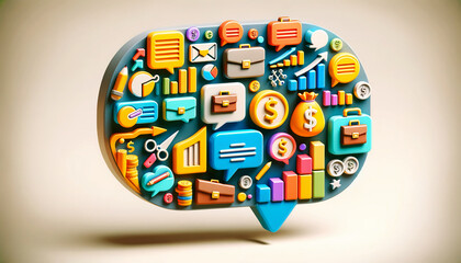 speech bubble with set of icons