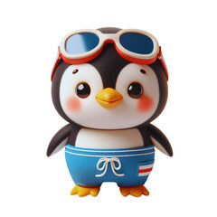 Fototapeta premium Cute penguin collection wear swimming suit in summer png.