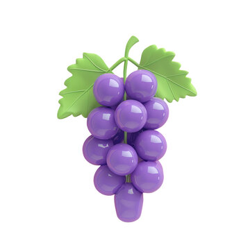 Purple grapes with green leaves on a Transparent Background
