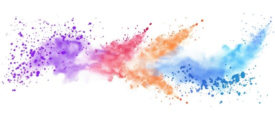 Vibrant powder particles create a colorful cloud dispersing in the air